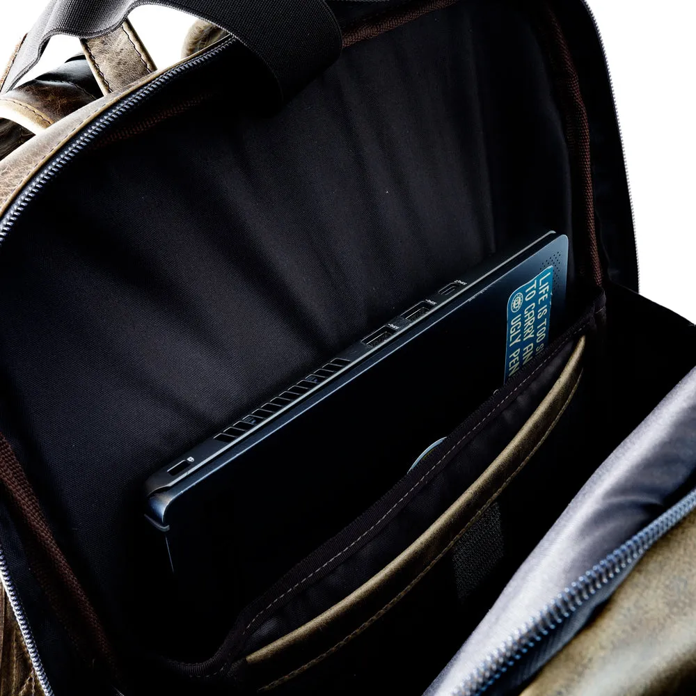 Distressed Leather Bombardier Backpack