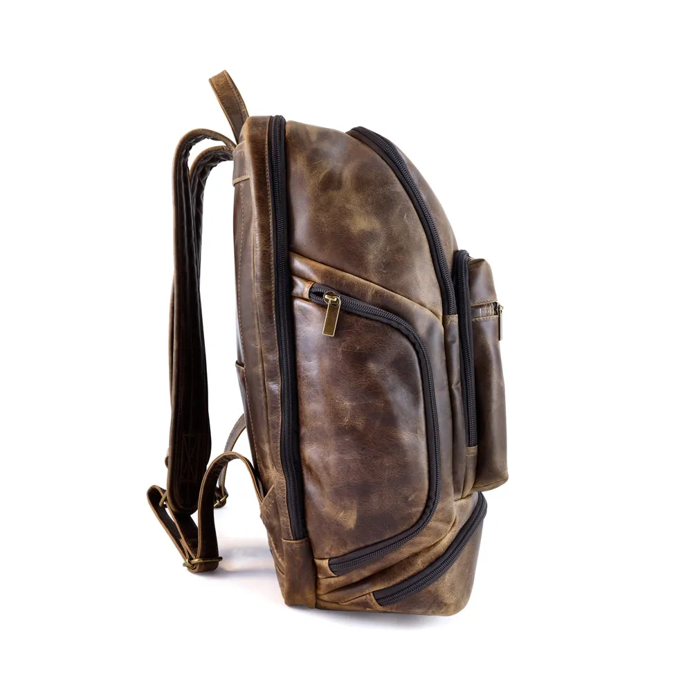 Distressed Leather Bombardier Backpack