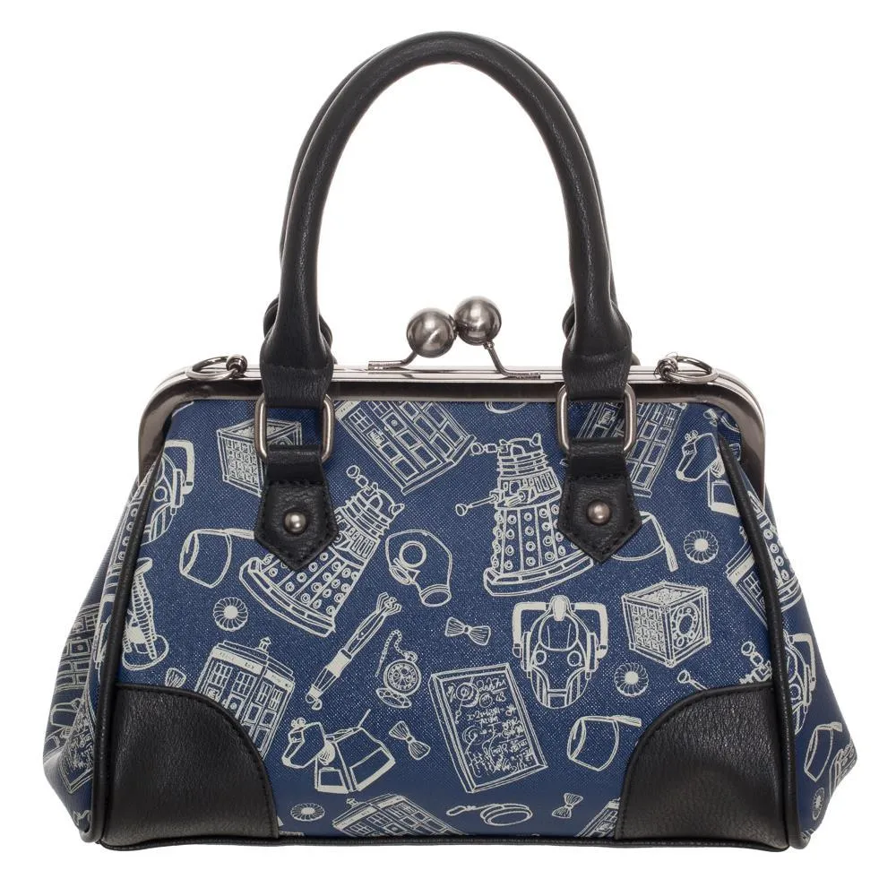 Doctor Who Scribble Art Kisslock Bag Handbag Purse Satchel