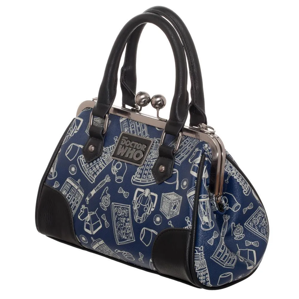 Doctor Who Scribble Art Kisslock Bag Handbag Purse Satchel