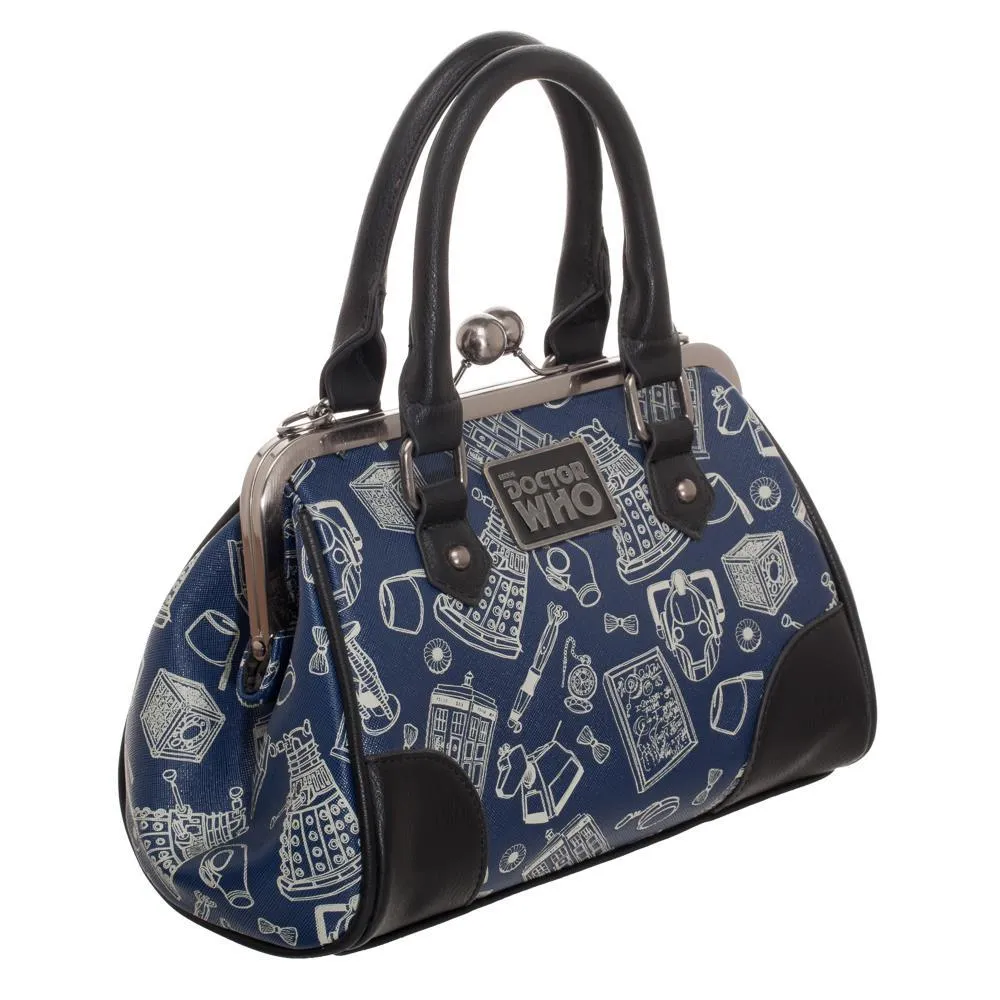 Doctor Who Scribble Art Kisslock Bag Handbag Purse Satchel