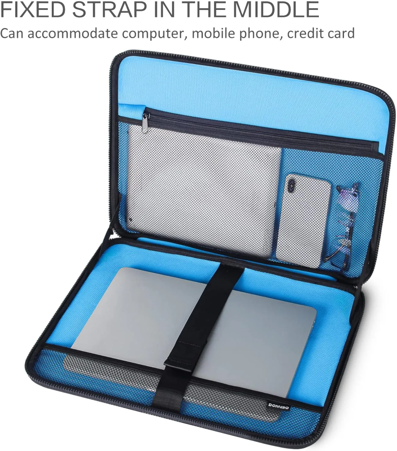 DOMISO 17 Inch Shockproof Waterproof Laptop Sleeve with Handle Lightweight Soft EVA Tablet Protective Case Bag for 17-17.3" Notebook/Dell/Lenovo/Acer/HP/MSI, Black