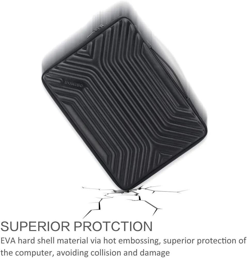 DOMISO 17 Inch Shockproof Waterproof Laptop Sleeve with Handle Lightweight Soft EVA Tablet Protective Case Bag for 17-17.3" Notebook/Dell/Lenovo/Acer/HP/MSI, Black