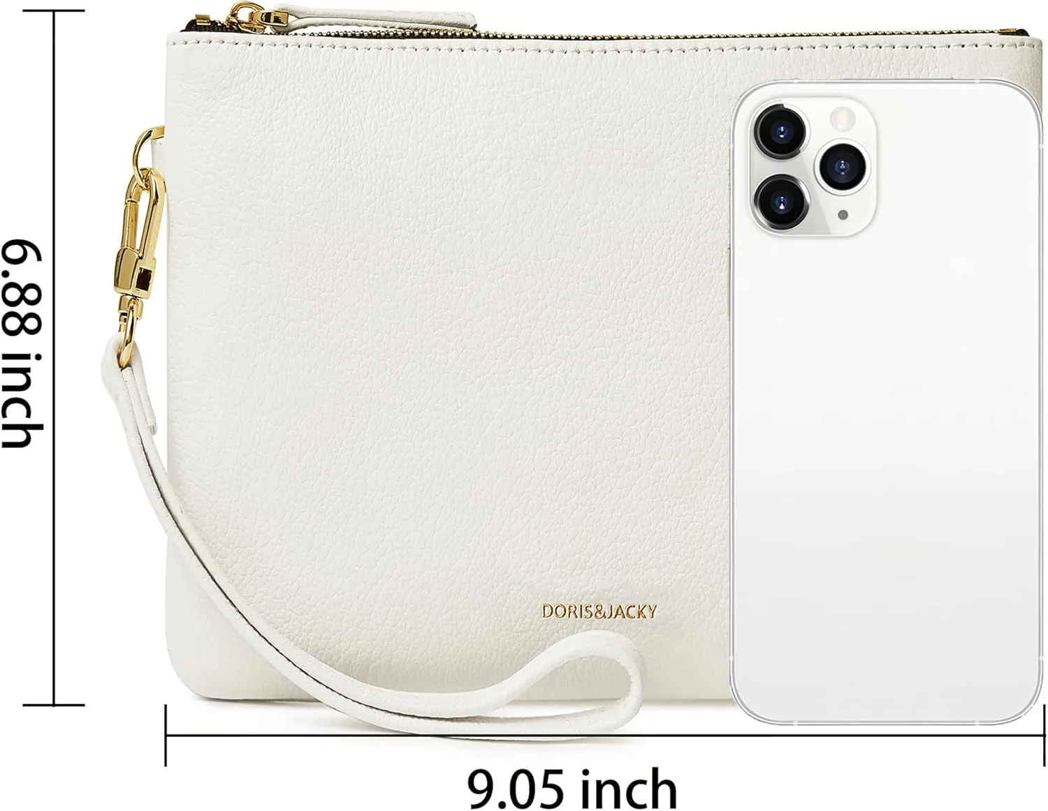 DORIS&JACKY Lambskin Leather Wristlet Clutch Purse For Women Large Soft Designer Wallet With Strap
