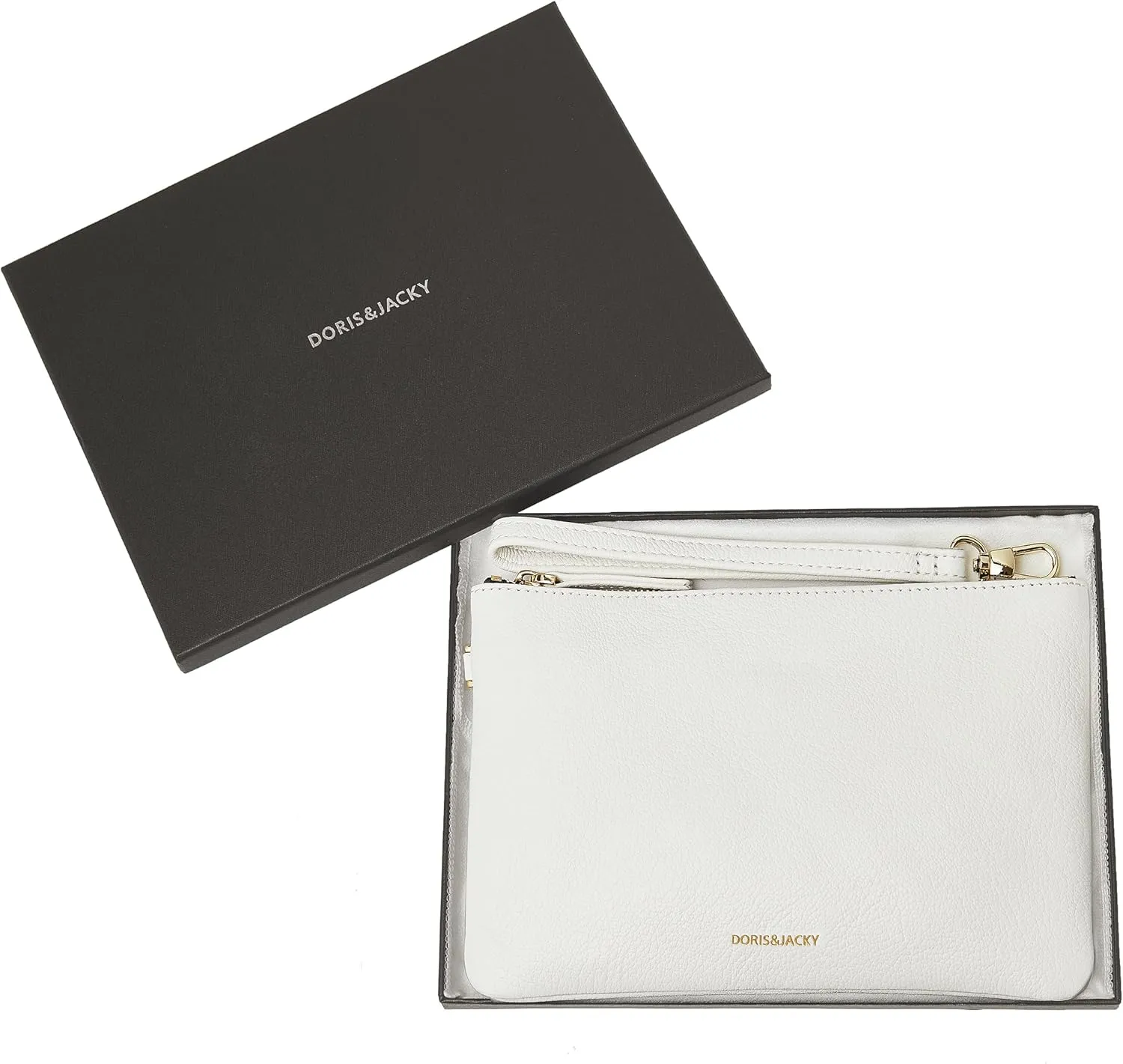 DORIS&JACKY Lambskin Leather Wristlet Clutch Purse For Women Large Soft Designer Wallet With Strap