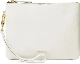 DORIS&JACKY Lambskin Leather Wristlet Clutch Purse For Women Large Soft Designer Wallet With Strap
