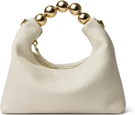 DORIS&JACKY Small Top Handle Clutch Bag Women Designer Goatskin Crossbody Purse With Pearl Handle And Detachable Metal Chain