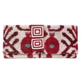 Du Monde Collection- Luberon Velvet Ikat Clutch - Red, White