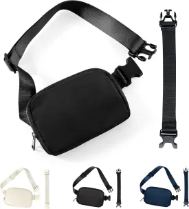 Fanny Pack for Women Men,Fashion Crossbody Bag Mini Belt Bag with Adjustable Strap and 11.8in Extension Belt, Waterproof Waist Bag for Outdoor Running Hiking Walking Travel (Black)