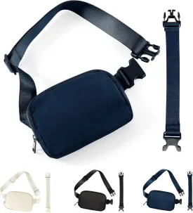 Fanny Pack for Women Men,Fashion Crossbody Bag Mini Belt Bag with Adjustable Strap and 11.8in Extension Belt, Waterproof Waist Bag for Outdoor Running Hiking Walking Travel (Navy Blue)