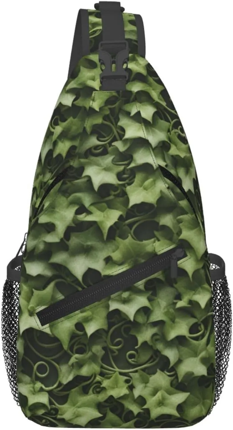 Floral Swirls Ivy Print Sling Bag For Women Men Fashion One Shoulder Crossbody Bag Travel Fanny Pack Cross Body Bags