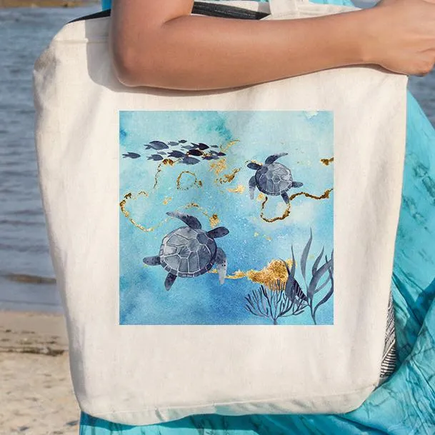 Golden Sea Turtle Bay Beach Tote
