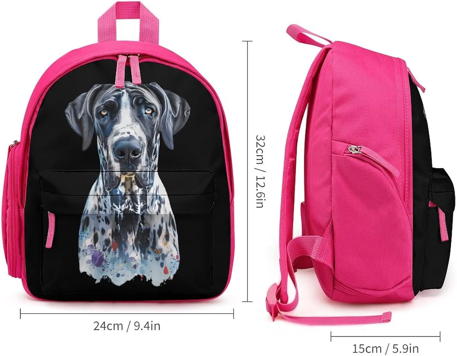 Great Dane Dog Cute Backpack Daily Casual Daypack Travel Mini Bag with Adjustable Strap Pink-style-13