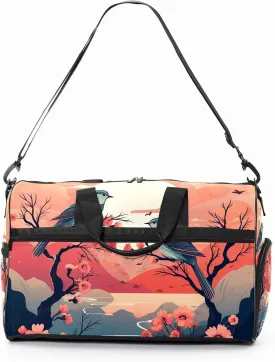 Gym Bag for Women, Carry on Weekender Overnight Bag, Travel Duffel Bags, Personal Item Travel Bag Tote Bag Workout Dance Bag, Chinese Painting Bird - 8