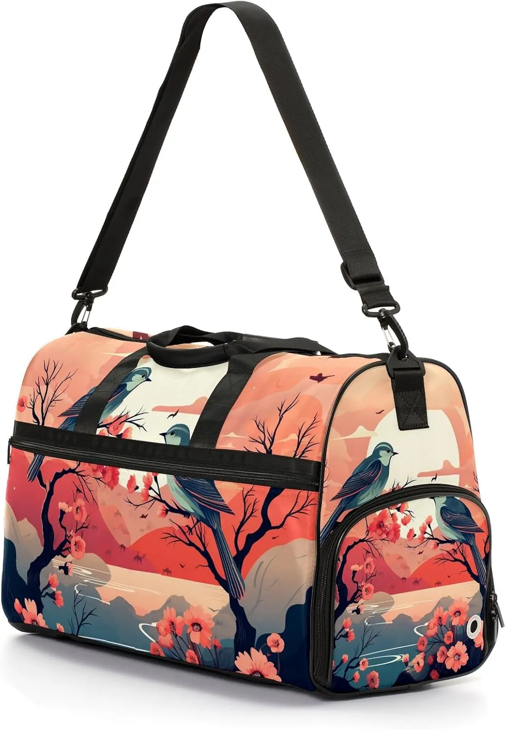 Gym Bag for Women, Carry on Weekender Overnight Bag, Travel Duffel Bags, Personal Item Travel Bag Tote Bag Workout Dance Bag, Chinese Painting Bird - 8