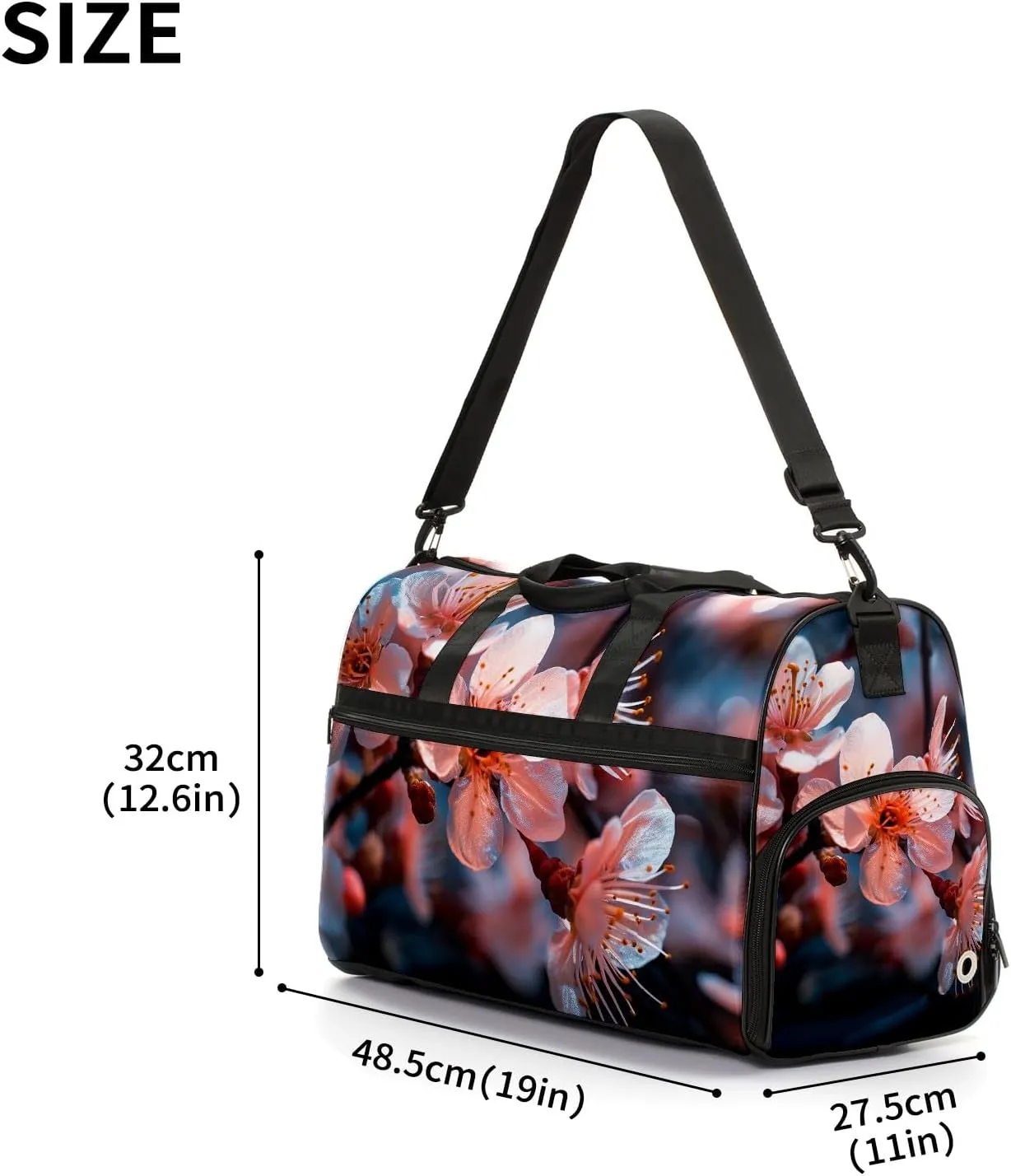 Gym Bag for Women Men, Yoga Bag with Shoe Pocket, Travel Duffel Tote Bag for Plane, Workout, Swimming, Weekend Overnight Bag Carry on Bag Hospital Holdalls, Dream Peach Blossom - 2