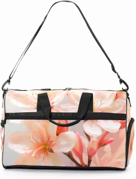 Gym Bag for Women Men, Yoga Bag with Shoe Pocket, Travel Duffel Tote Bag for Plane, Workout, Swimming, Weekend Overnight Bag Carry on Bag Hospital Holdalls, Gold Rose Peach Blossom - 8