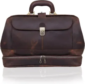 HLC Vintage Leather Briefcase Doctor Bag - Real Leather Briefcase - Style Handbag - Italian Handmade Medical Bag