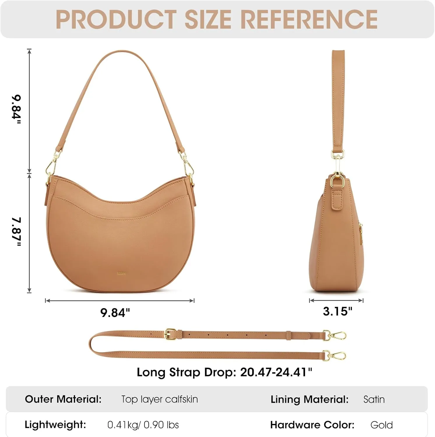 Kattee Leather Crossbody Bags for Women, Small Purses and Handbags, Soft Hobo Shoulder Satchel with Zipper Closure