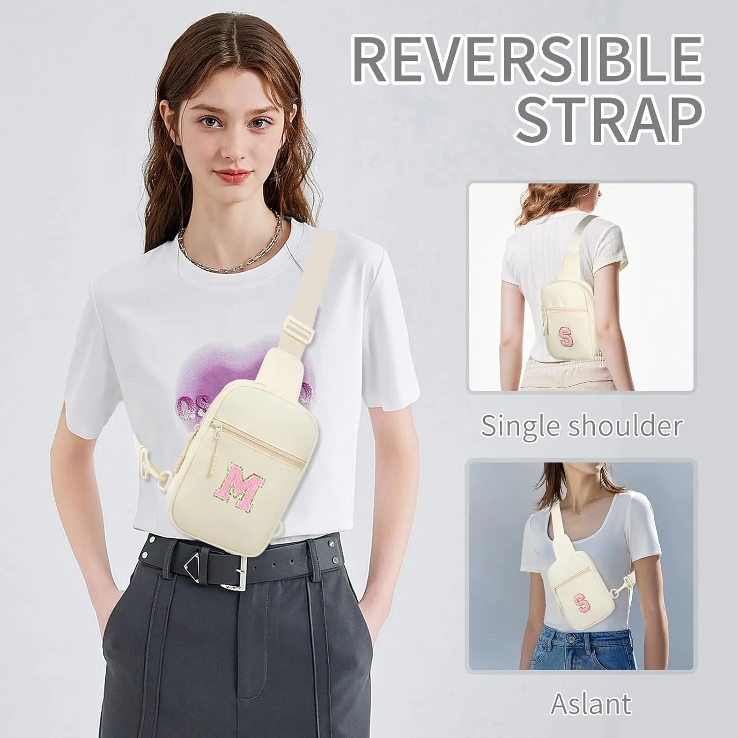 Kids Crossbody Small Sling Bag Initial Girls Fanny Pack Belt Bag Cute Backpack Purse Chest Bag for Girls Gifts