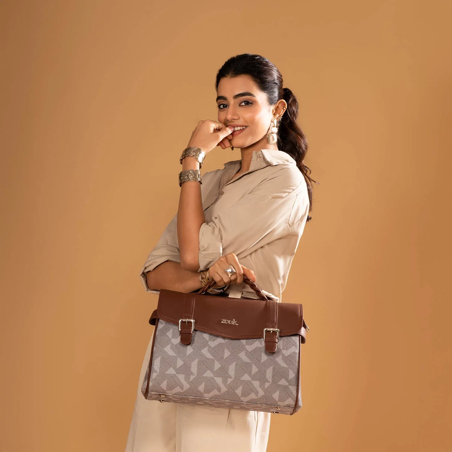 Konkona Heritage Satchel Bag - Aravalli Abstract