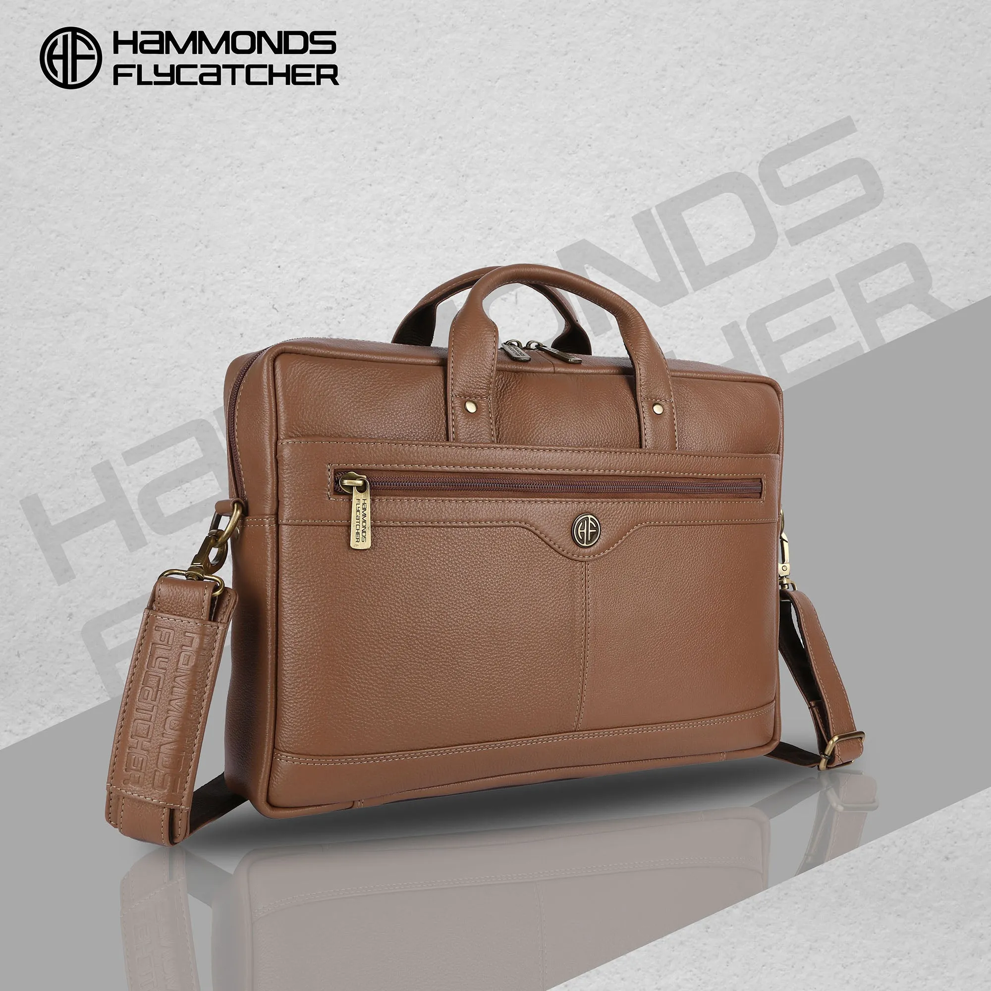 Laptop Bag for Men - Genuine Leather Office Bag with Multiple Compartments - Fits 14-16 Inch Laptop