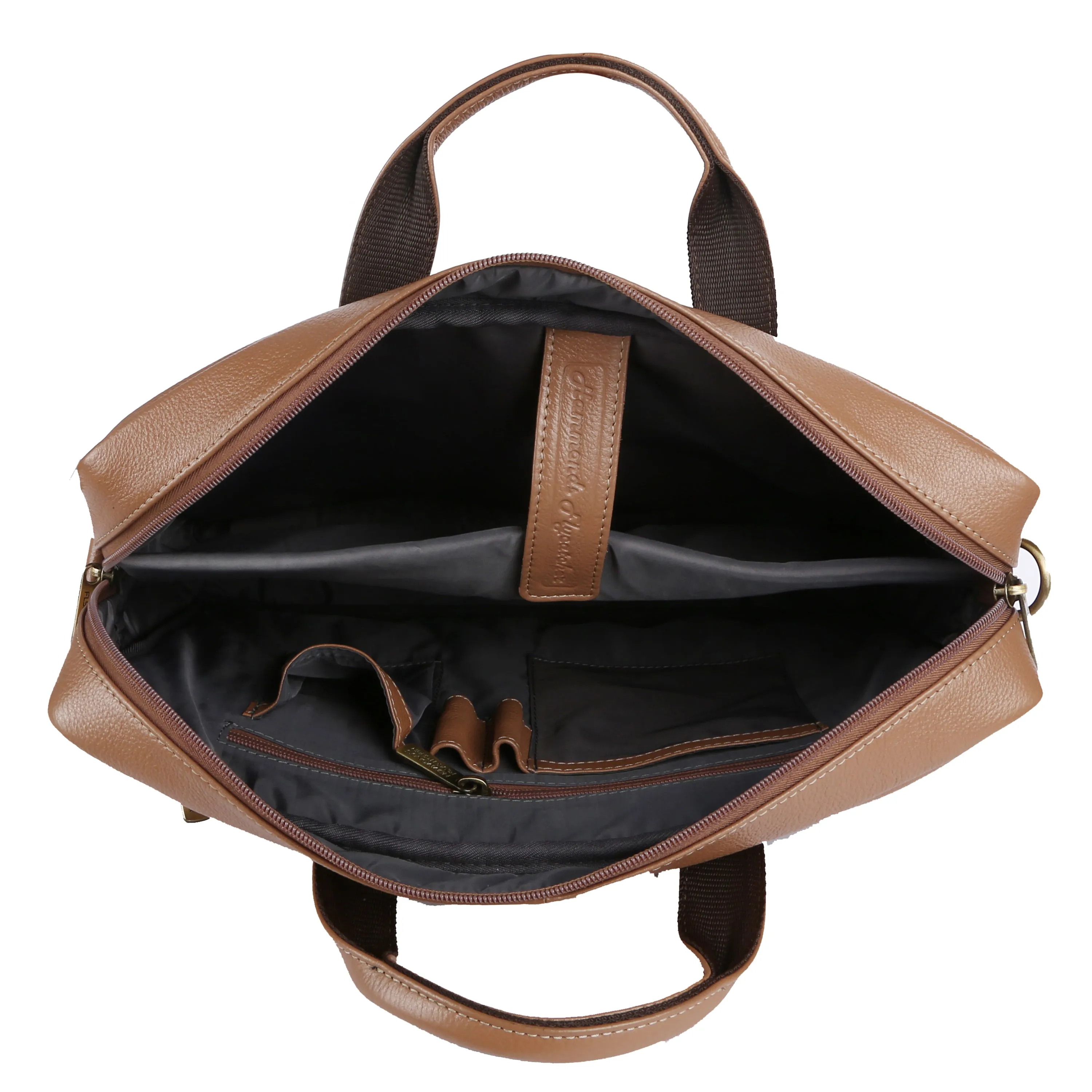 Laptop Bag for Men - Genuine Leather Office Bag with Multiple Compartments - Fits 14-16 Inch Laptop
