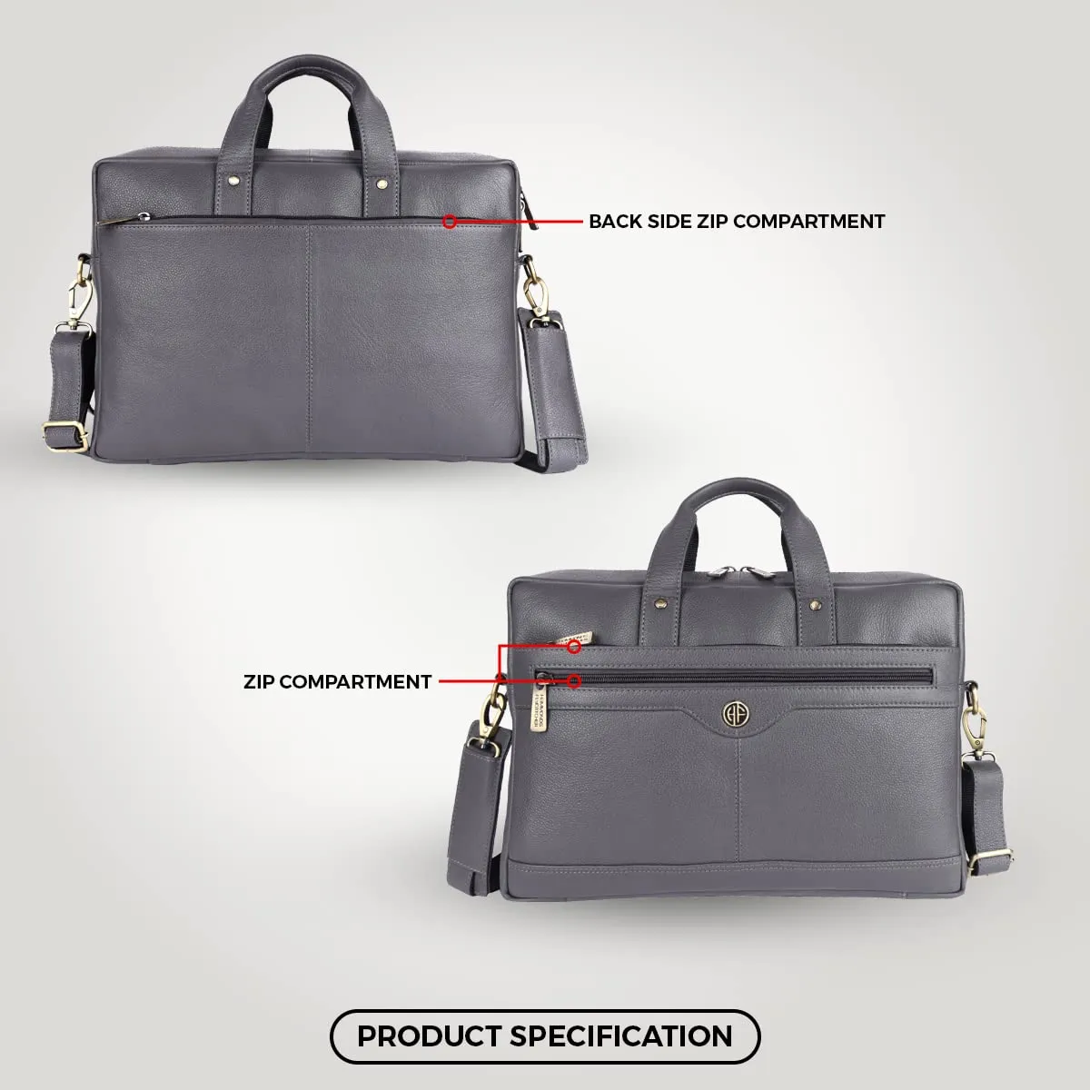 Laptop Bag for Men - Genuine Leather Office Bag with Multiple Compartments - Fits 14-16 Inch Laptop