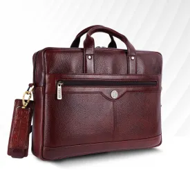 Laptop Bag for Men - Genuine Leather Office Bag with Multiple Compartments - Fits 14-16 Inch Laptop