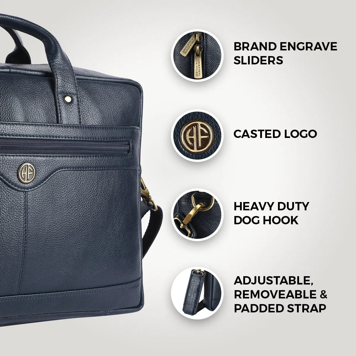 Laptop Bag for Men - Genuine Leather Office Bag with Multiple Compartments - Fits 14-16 Inch Laptop