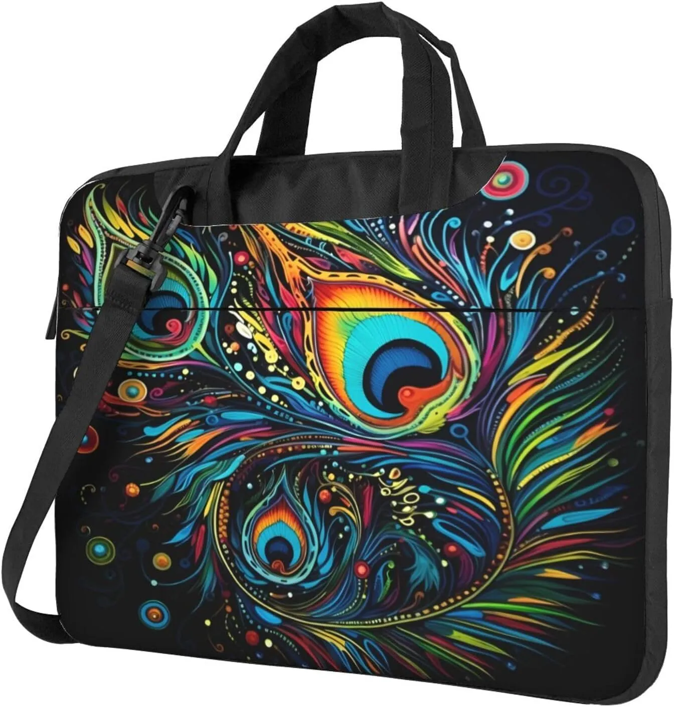 Laptop Case Bag Coloful Peacock Bird Feather Briefcase Messenger Notebook Carrying Bag Case Sleeve For Women Men