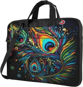 Laptop Case Bag Coloful Peacock Bird Feather Briefcase Messenger Notebook Carrying Bag Case Sleeve For Women Men