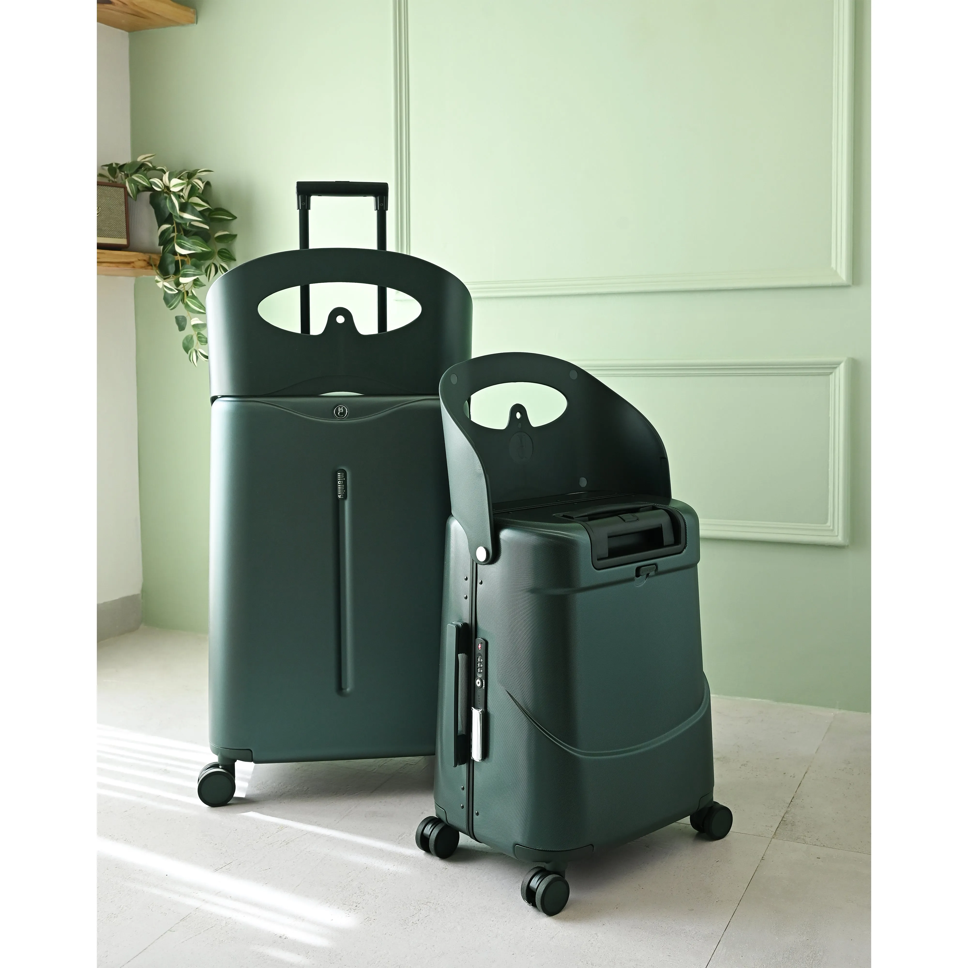 Miamily Forest Green Ride on Trolley Carry-on Luggage 18 inches
