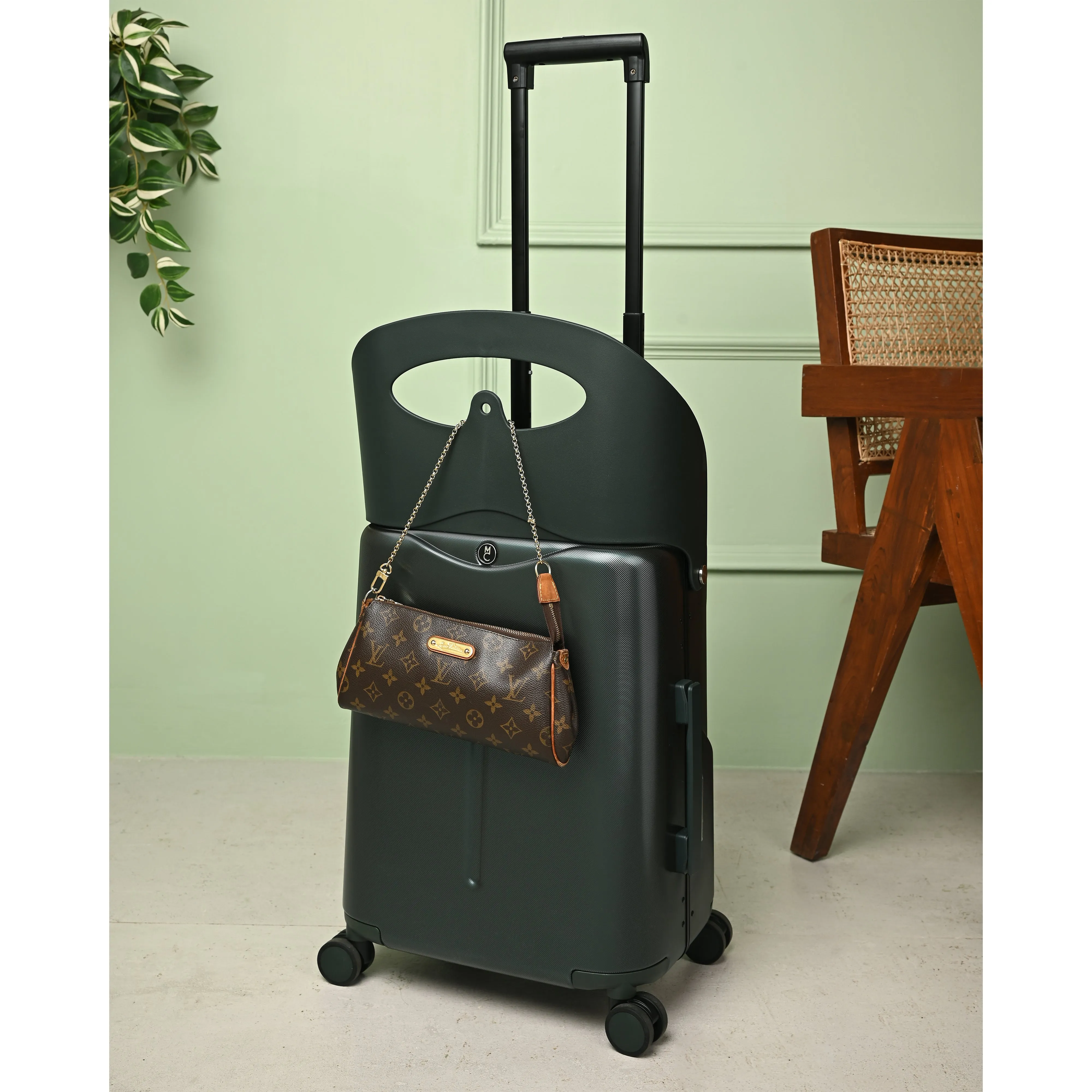 Miamily Forest Green Ride on Trolley Carry-on Luggage 18 inches