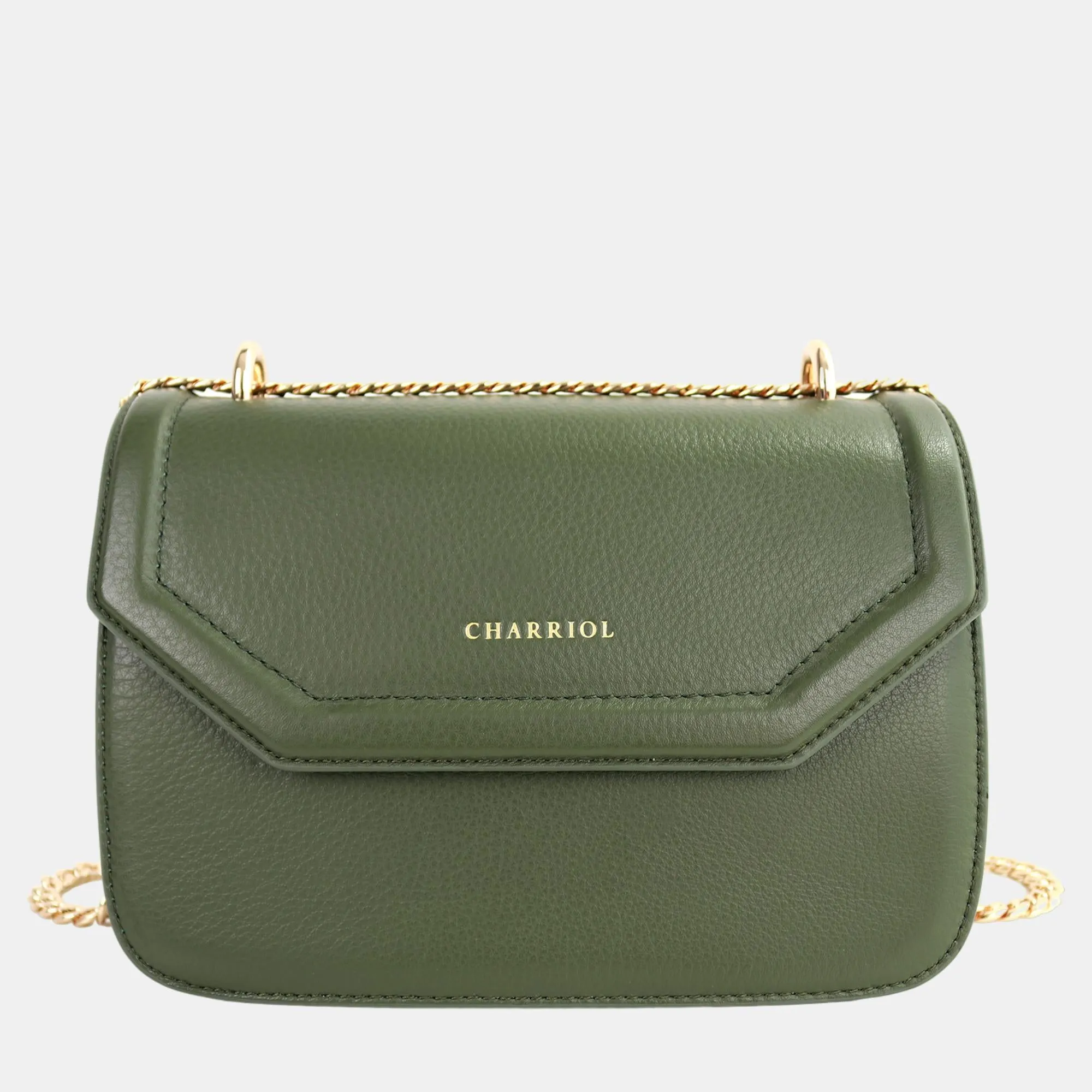 Military Green Leather Twilight Handbag