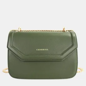 Military Green Leather Twilight Handbag