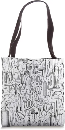 Nurse Doctor Vintage Medical Instruments Pattern White Tote Bag