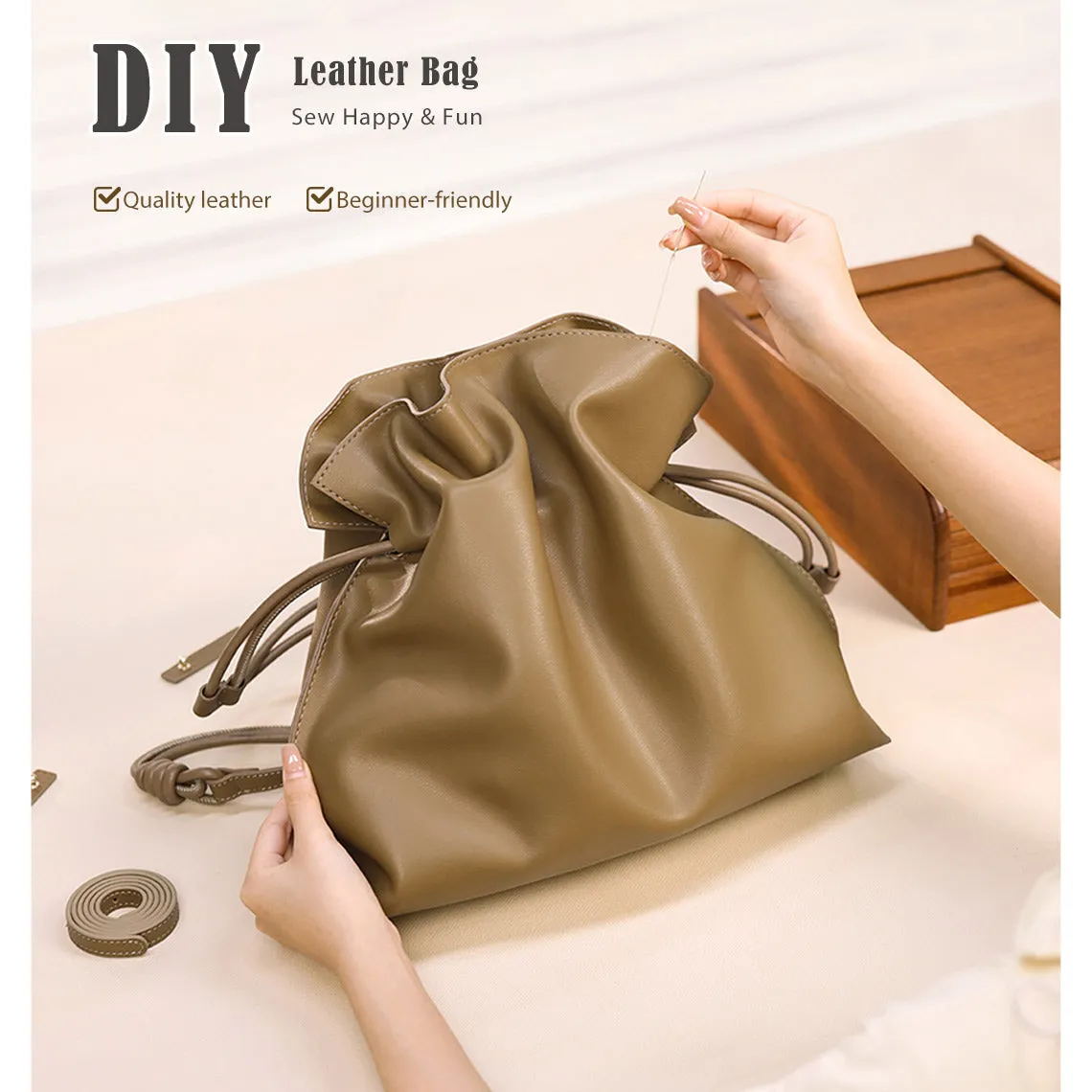 POPSEWING® Leather Drawstring Shoulder Backpack DIY Kits