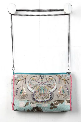 Sequin Beaded Floral Canvas Bag