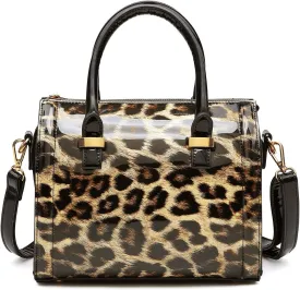Shiny Patent Faux Leather Handbags Barrel Top Handle Purse Satchel Bag Shoulder Bag for Women