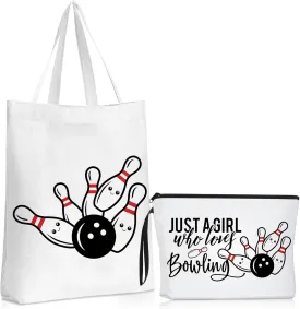 Sieral 2 Pcs Bowling Lover Gifts Bowling Ball Makeup Bag with Tote Bag for Women Gifts