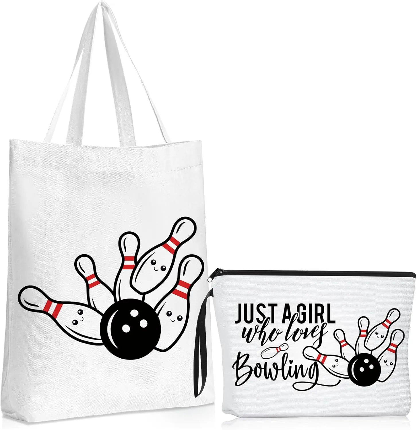 Sieral 2 Pcs Bowling Lover Gifts Bowling Ball Makeup Bag with Tote Bag for Women Gifts