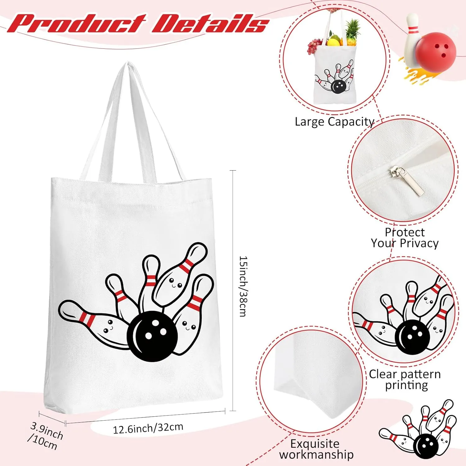 Sieral 2 Pcs Bowling Lover Gifts Bowling Ball Makeup Bag with Tote Bag for Women Gifts