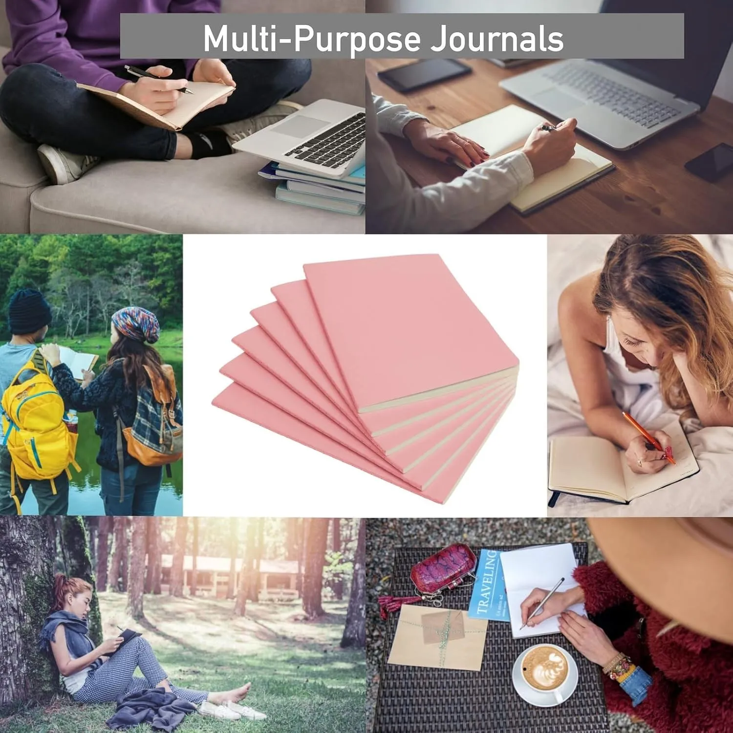 Simply Genius A5 Dotted Notebooks for Work, Travel, Business, College & More - Softcover Journals for Writing - Grid Notebook for Men & Women - Size 8.2" x 5.5" - 92 pages (Pink, 6 pack)