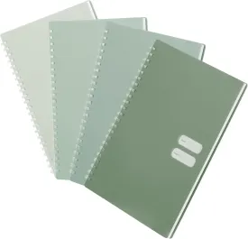 Spiral Notebook Journal, 4 Pack - A5(6"x8") Journal for Women, 70 Pages Notebooks For Work & School, Journals for Writing (Green)