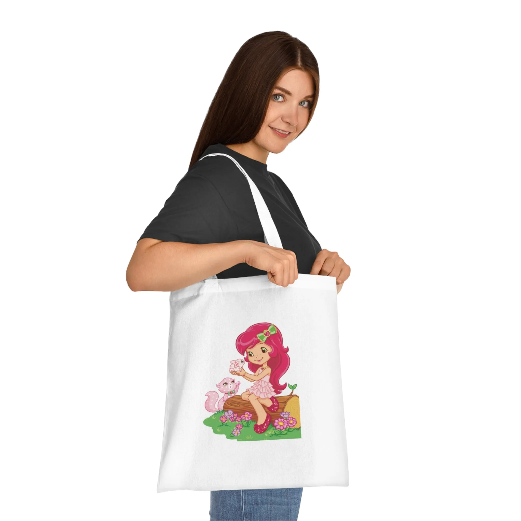Strawberry Shortcake - Playing with Custard Printed Canvas Tote Bag