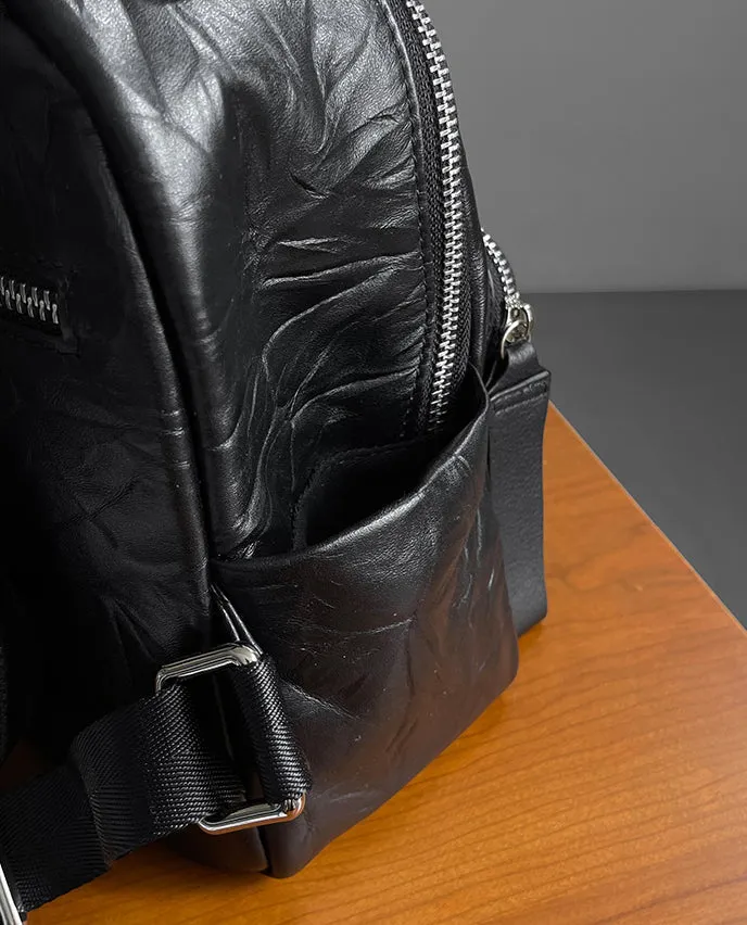 Stylish Women's Small Leather Backpack Purse Ladies Black Leather Rucksack Bag
