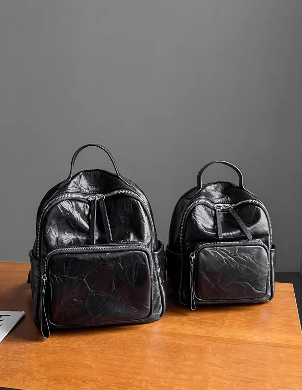 Stylish Women's Small Leather Backpack Purse Ladies Black Leather Rucksack Bag
