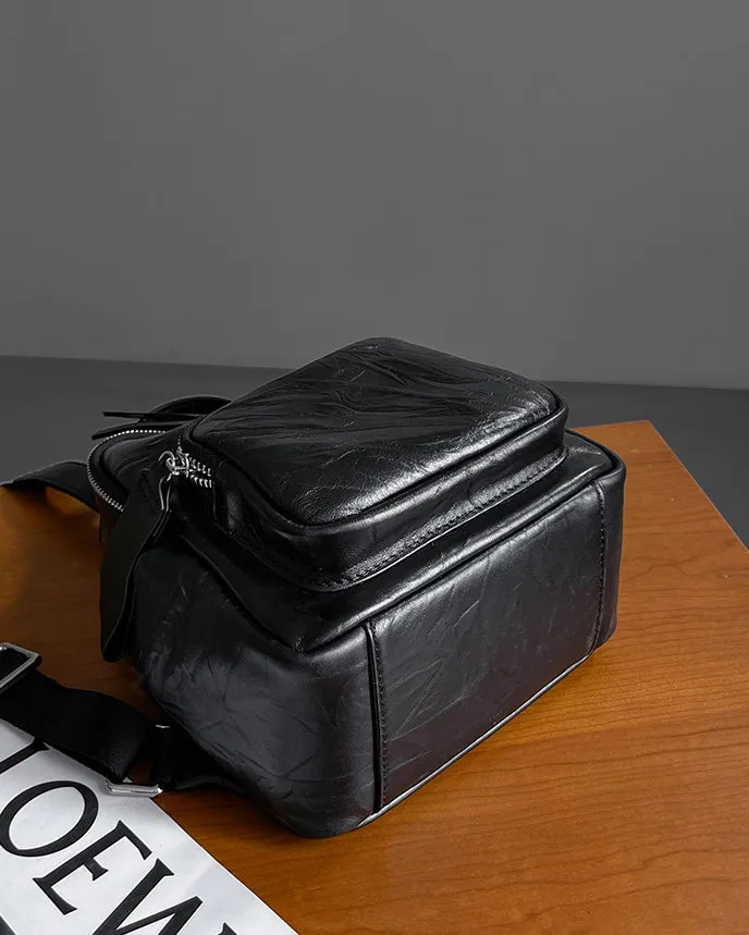 Stylish Women's Small Leather Backpack Purse Ladies Black Leather Rucksack Bag