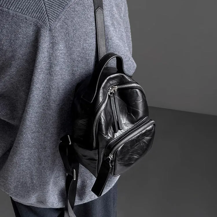 Stylish Women's Small Leather Backpack Purse Ladies Black Leather Rucksack Bag